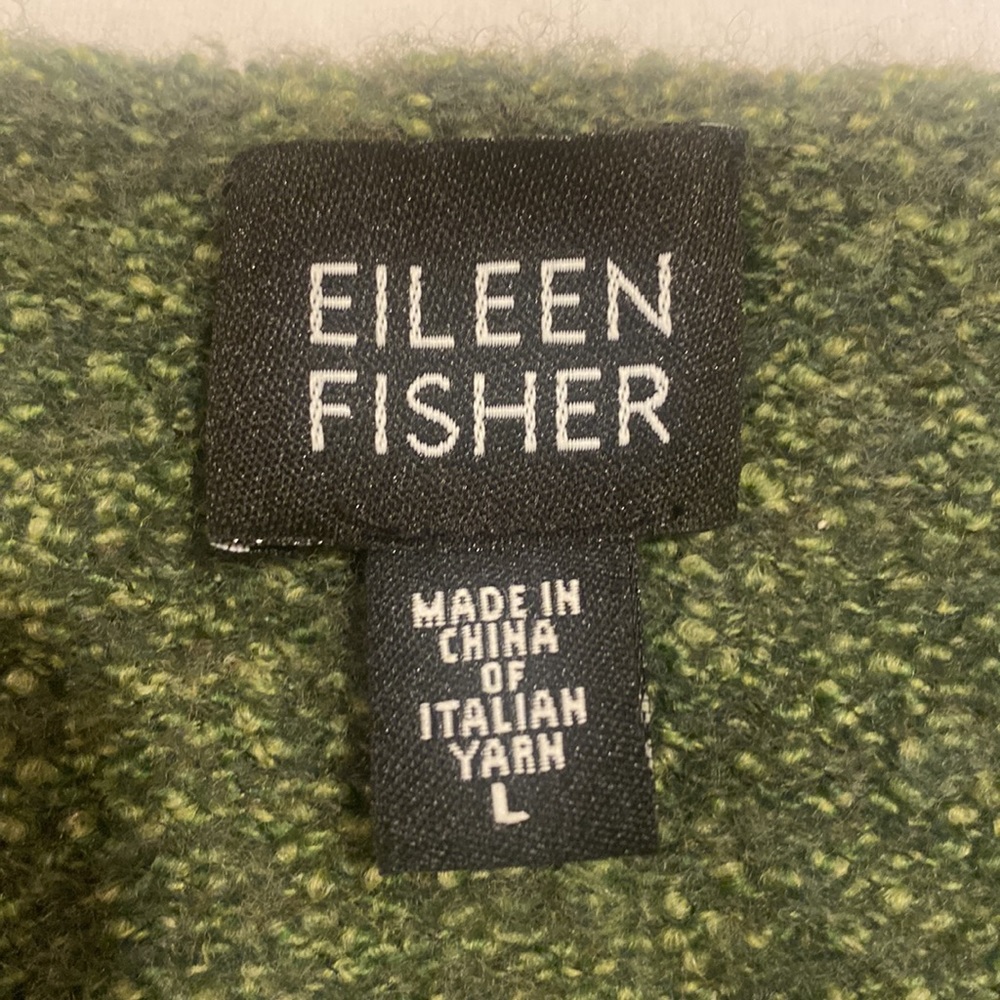 Eileen Fisher beautiful wide bottom sweater green wool super soft size large - Picture 5 of 6